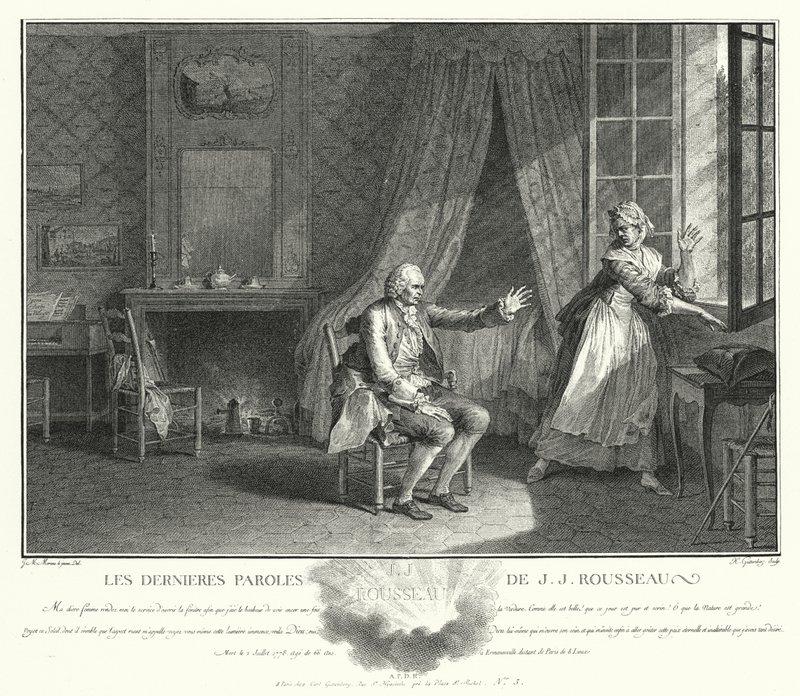De laatste woorden van Jean-Jacques Rousseau door Jean Michel the Younger Moreau