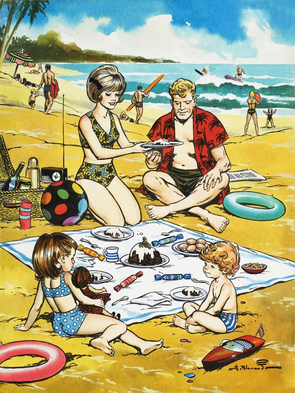 Een kerstpicknick op het strand door Jesus Blasco