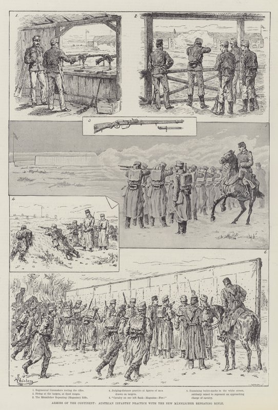 Legers van het Continent, Oostenrijkse Infanterie Oefent met het Nieuwe Mannlicher Repetiegeweer door Johann Nepomuk Schonberg