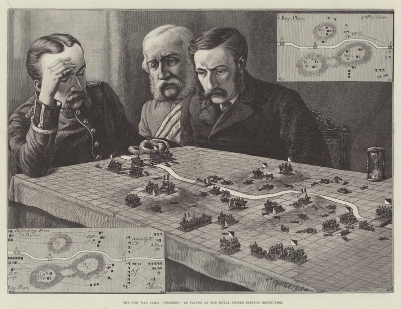 Het nieuwe oorlogsspel, Polemos, zoals gespeeld bij de Royal United Service Institution door Johann Nepomuk Schonberg