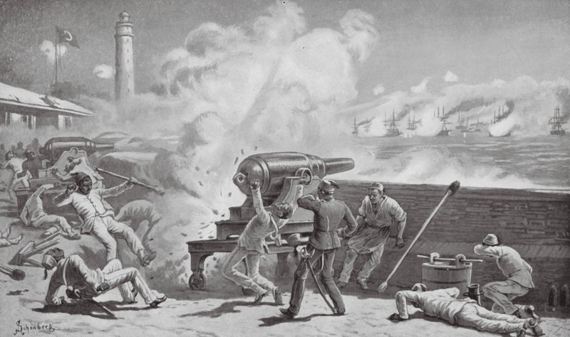 Het bombardement van Alexandrië door Johann Nepomuk (after) Schonberg
