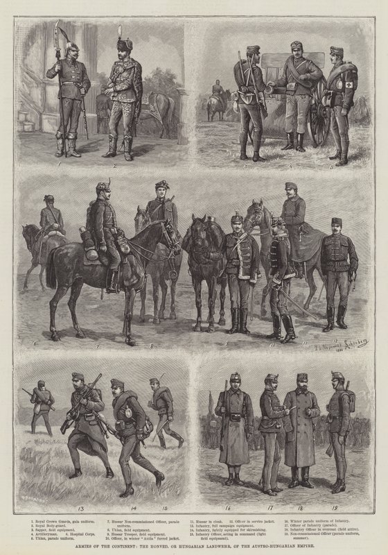 Legers van het continent, de Honved, of Hongaarse Landwehr, van het Oostenrijks-Hongaarse Rijk door Johann Nepomuk Schonberg