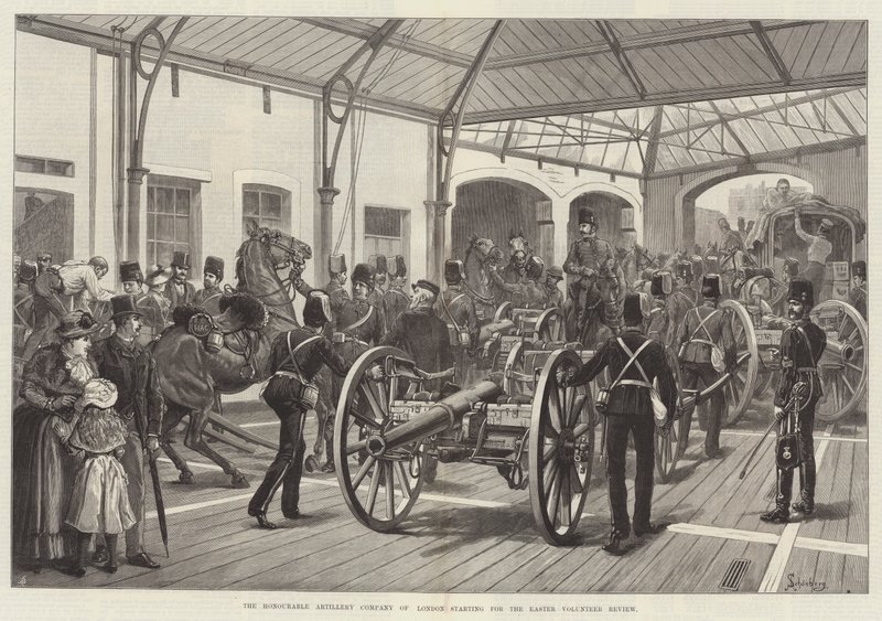 De Honourable Artillery Company of London vertrekt voor de Paas Vrijwilligers Review door Johann Nepomuk Schonberg