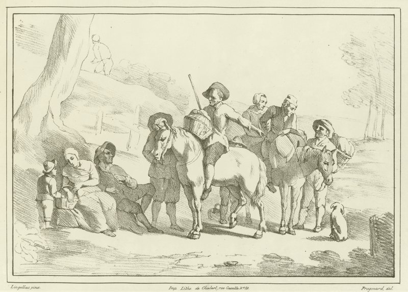 Boeren rusten op weg naar de markt door Johannes Lingelbach