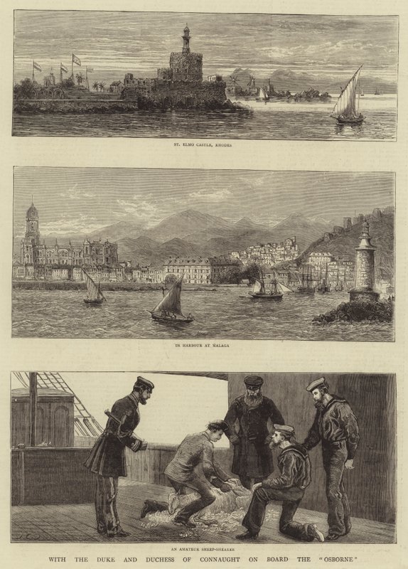 Met de hertog en hertogin van Connaught aan boord van de Osborne door John Charles Dollman
