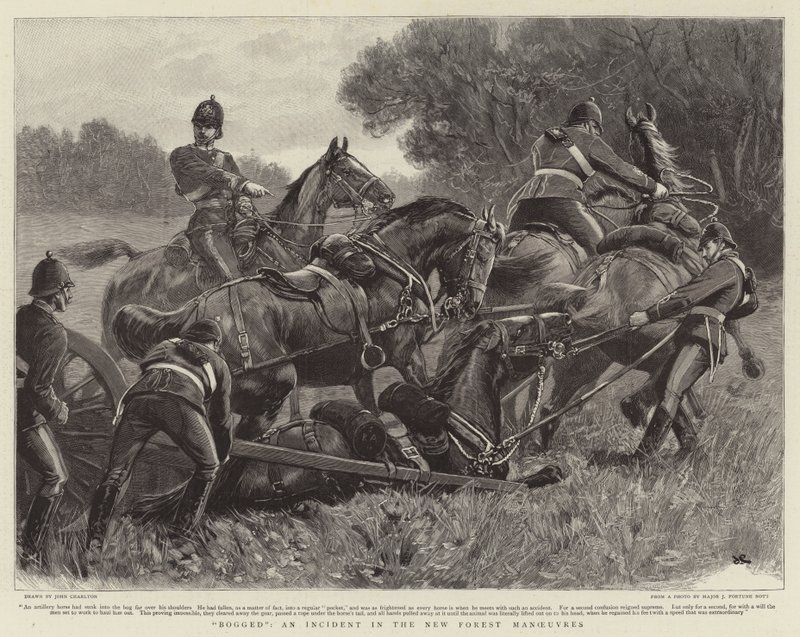 Vastgelopen, een incident in de manoeuvres van het New Forest door John Charlton
