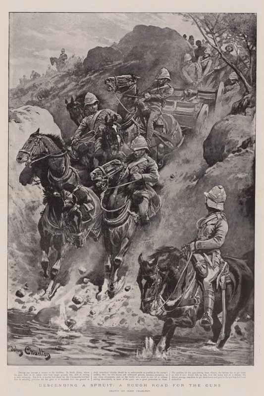 Een Spruit afdalen, een ruige weg voor de kanonnen door John Charlton