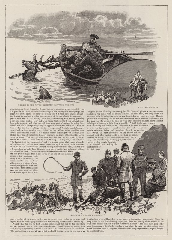 De jacht op het wilde rode hert op Exmoor door John Charlton