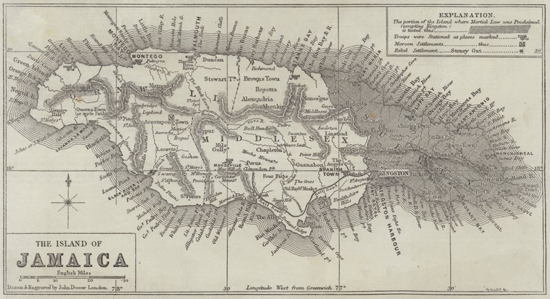 Kaart van het Eiland Jamaica door John Dower