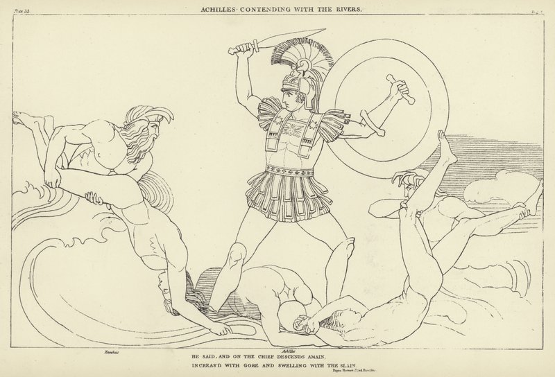 Achilles strijdend met de Rivieren door John Flaxman