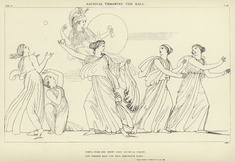 Nausicaa gooit de bal door John Flaxman