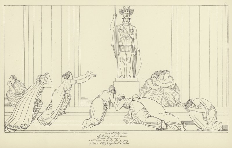 Zeven Hoofden tegen Thebe door John Flaxman