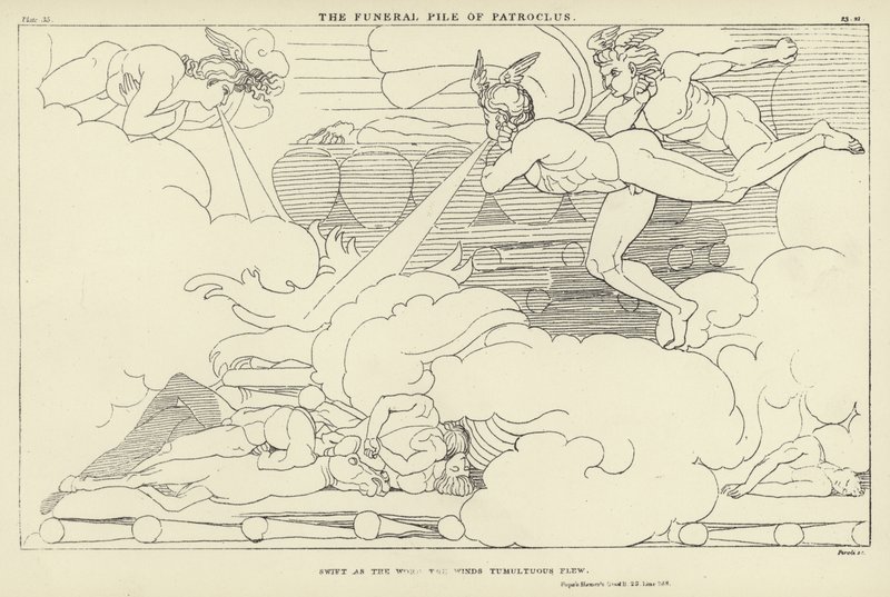 De brandstapel van Patroclus door John Flaxman