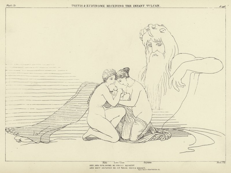 Thetis en Eurynome ontvangen de Baby Vulcanus door John Flaxman