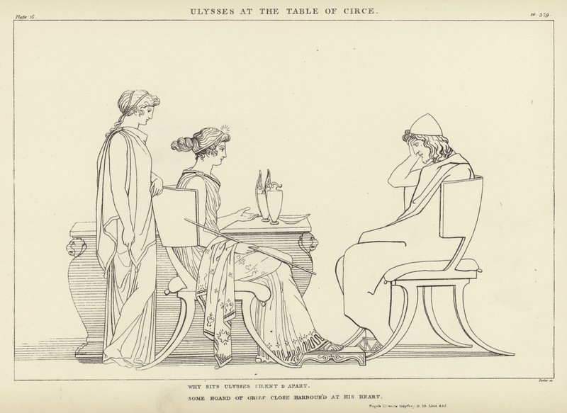Ulysses aan de tafel van Circe door John Flaxman