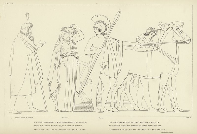 Ulysses vertrekt van Lacedaemon naar Ithaca door John Flaxman