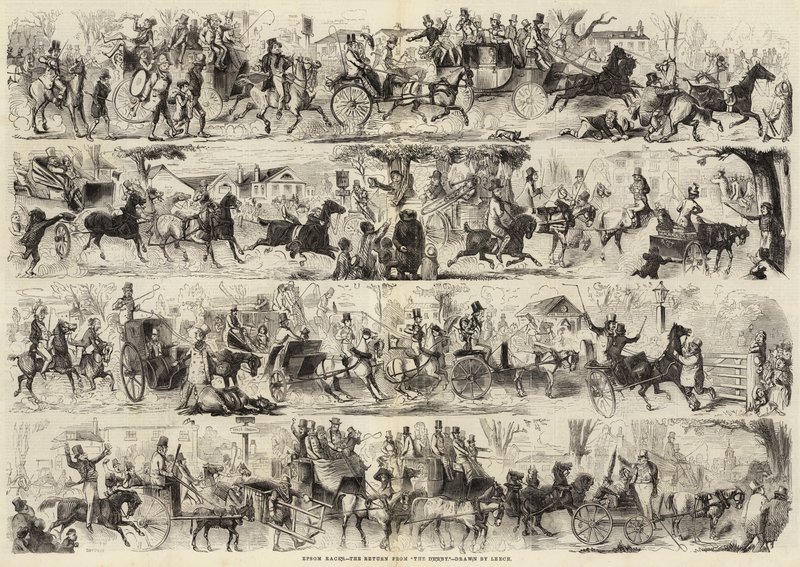 Epsom Races, de Terugkeer van de Derby door John Leech
