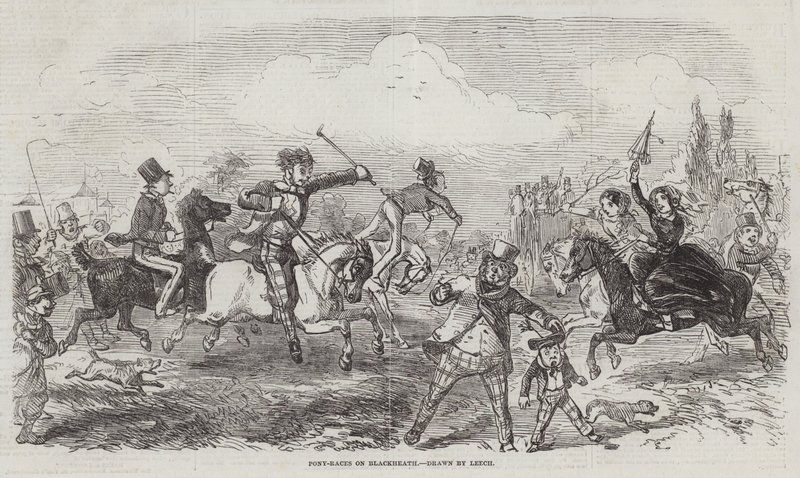 Pony-Races op Blackheath door John Leech
