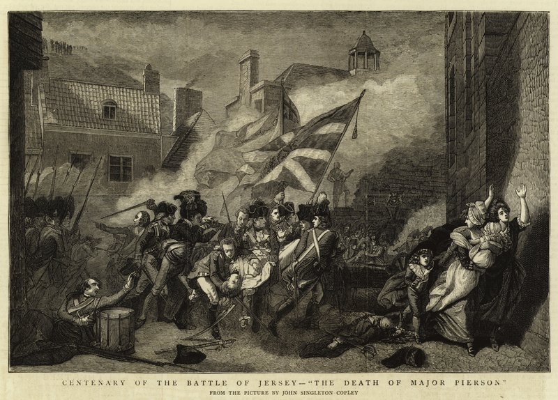 Eeuwfeest van de Slag bij Jersey, de dood van majoor Pierson door John Singleton Copley