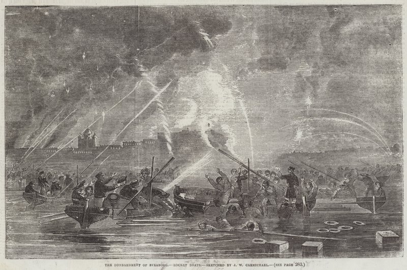Het Bombardement van Sveaborg, Raketboten door John Wilson Carmichael