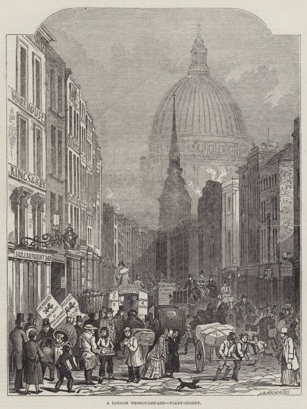 Een Londense Hoofdstraat, Fleet-Street door John Wykeham Archer