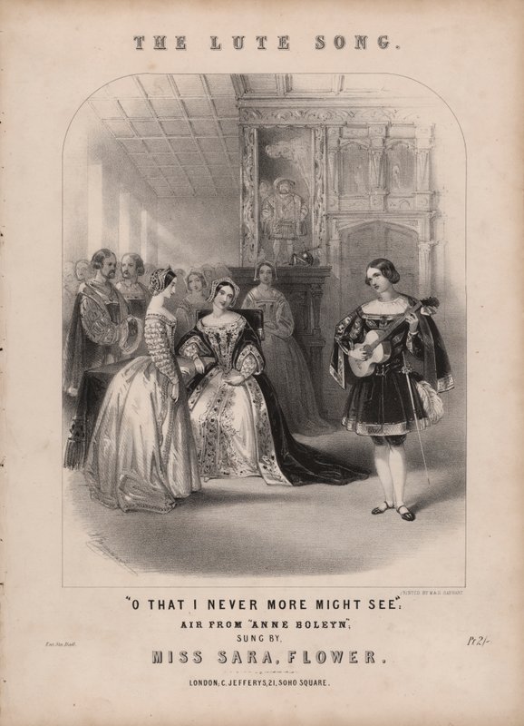 Het Luitlied uit Anna Bolena door Donizetti (kleur litho) door John (after) Brandard
