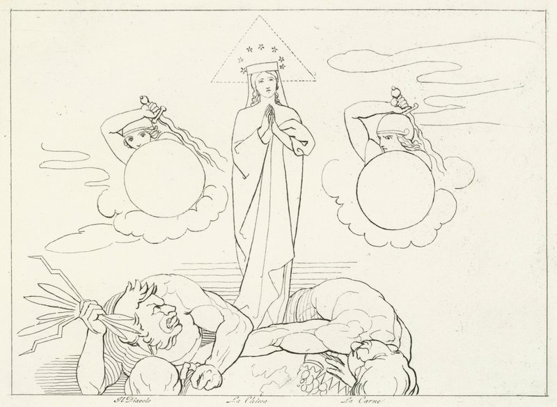 De Kerk Militante, Paradijs, Canto 25 door John (after) Flaxman