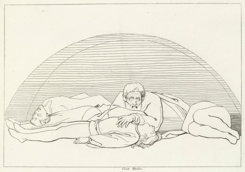 De Dood van Ugolino, Inferno, Canto 33 (gravure) door John (after) Flaxman