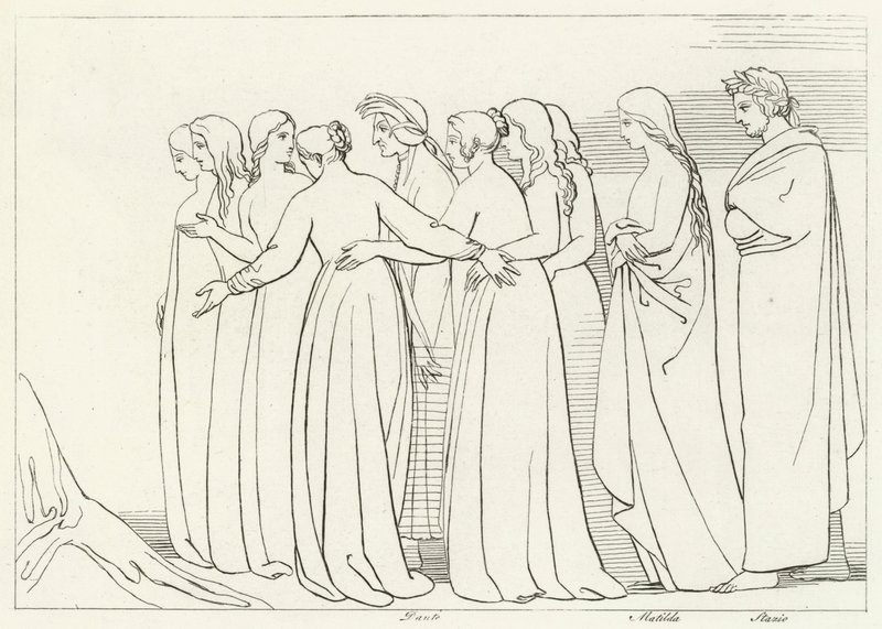 De Rivier Eunoe, Louteringsberg, Canto 33 door John (after) Flaxman
