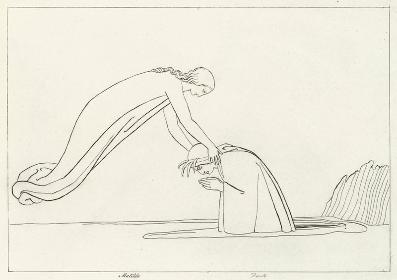 De Rivier Lethe, Louteringsberg, Canto 31 door John (after) Flaxman