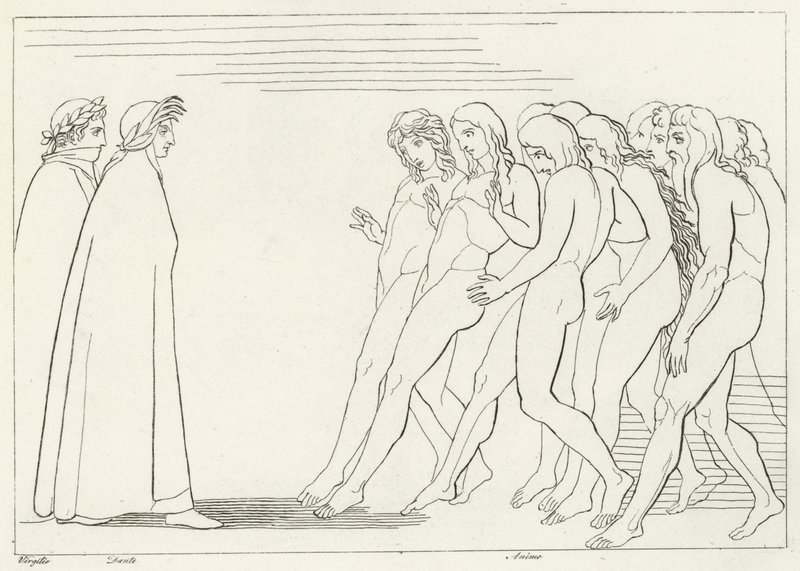 De Vestibule van de Louteringsberg, Louteringsberg, Canto 3 (gravure) door John (after) Flaxman