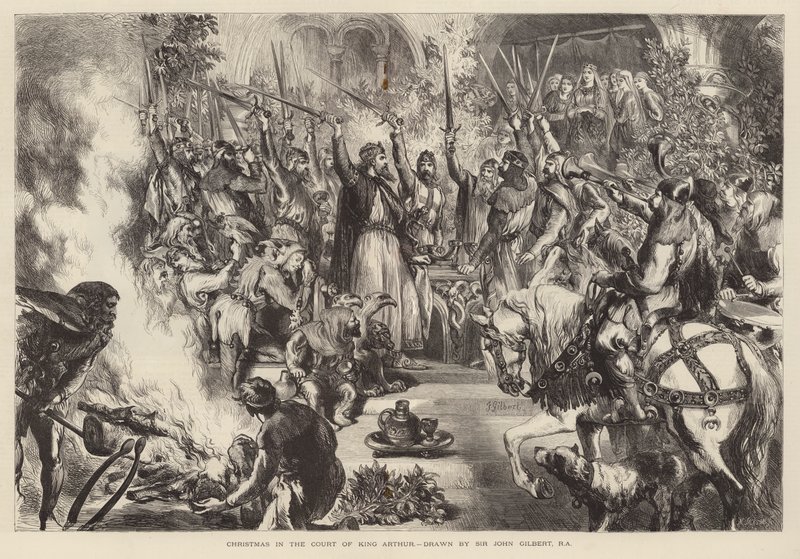 Kerstmis aan het hof van Koning Arthur door John (after) Gilbert
