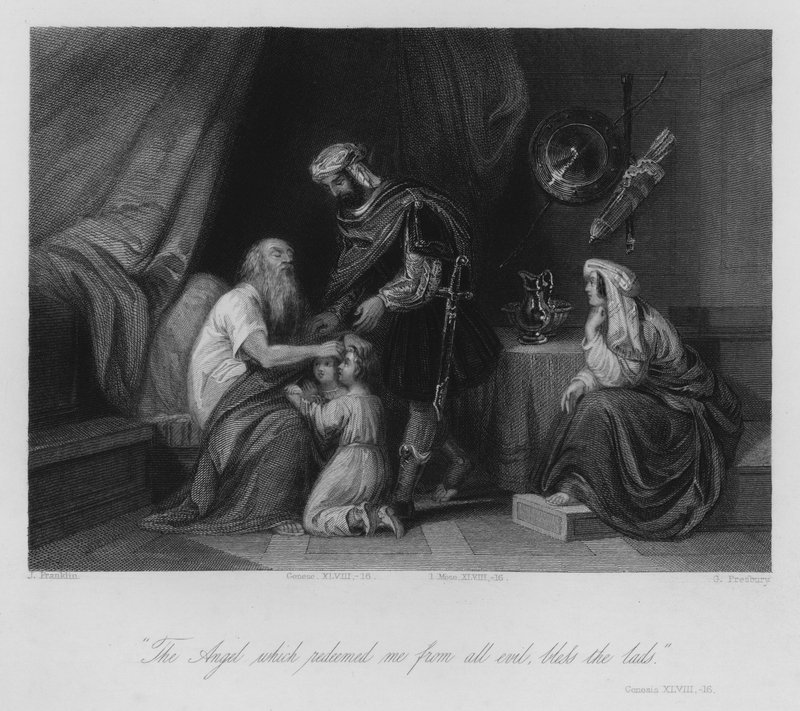 Jacob zegent Efraïm en Manasse, Genesis XLVIII door John (after) Gilbert