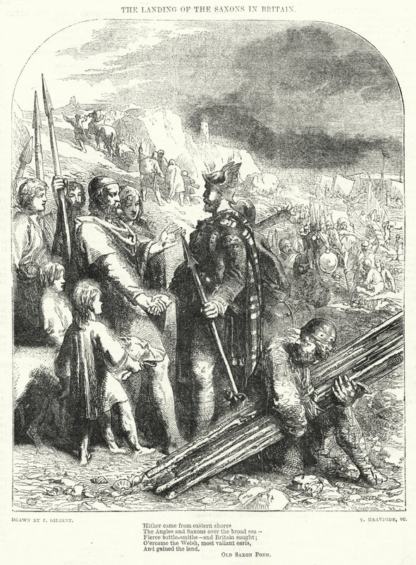 De landing van de Saksen in Groot-Brittannië door John (after) Gilbert