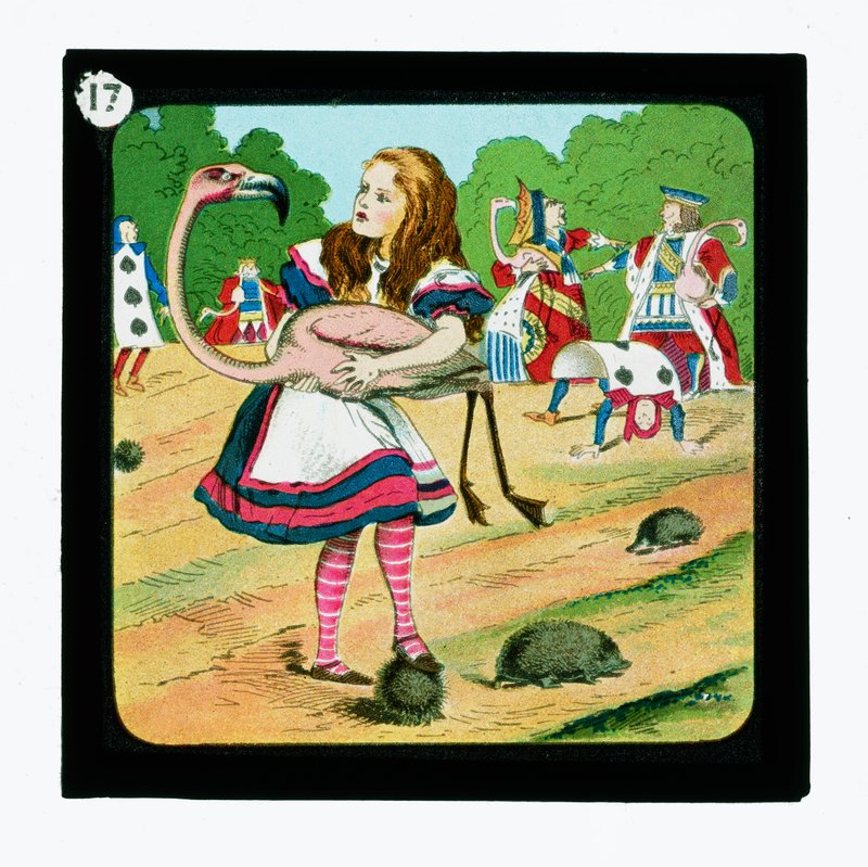 Alice in Wonderland, gekleurde lantaarnplaten door John (after) Tenniel