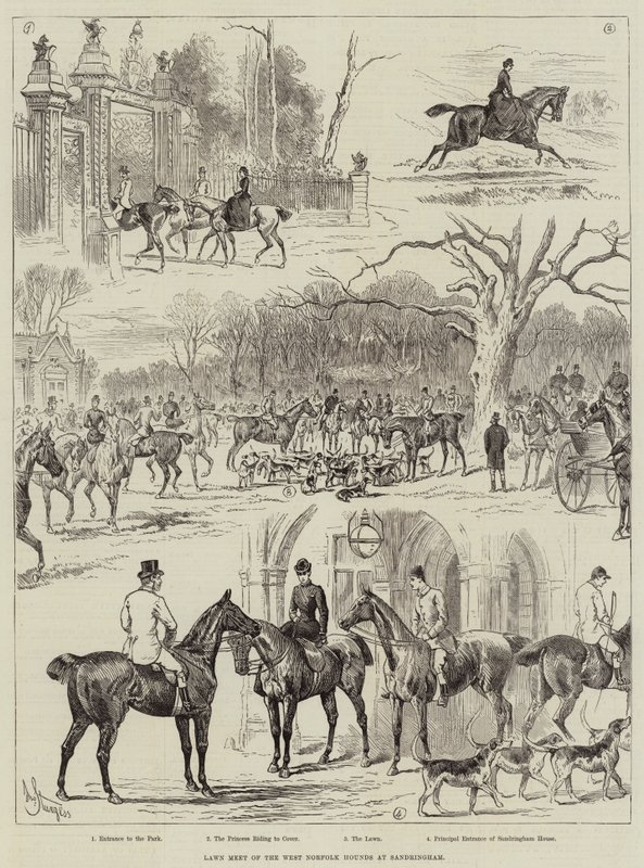 Lawn Meet van de West Norfolk Hounds bij Sandringham door John Bagnold Burgess