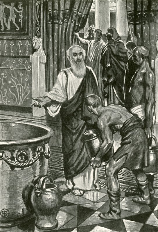 Ze vulden het grote zilveren vat met puur water door John Byam Liston Shaw