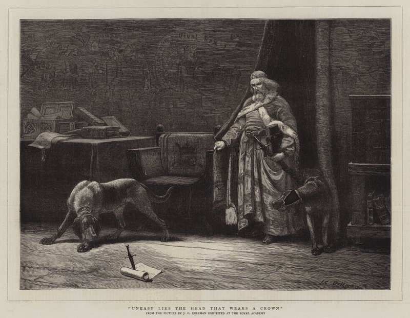 Onrustig ligt het hoofd dat een kroon draagt door John Charles Dollman