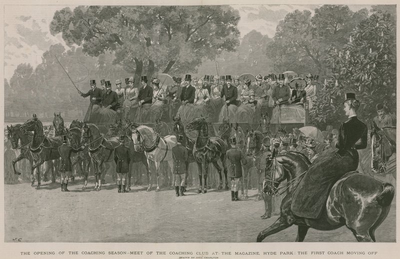 Ontmoeting van de Coaching Club bij het Magazine, Hyde Park, Londen door John Charlton