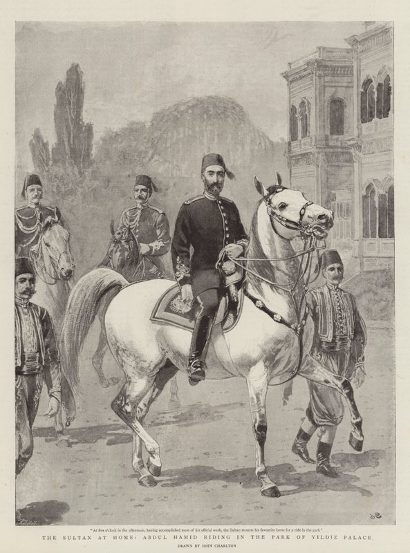 De sultan thuis, Abdul Hamid rijdt in het park van het Yildiz-paleis door John Charlton