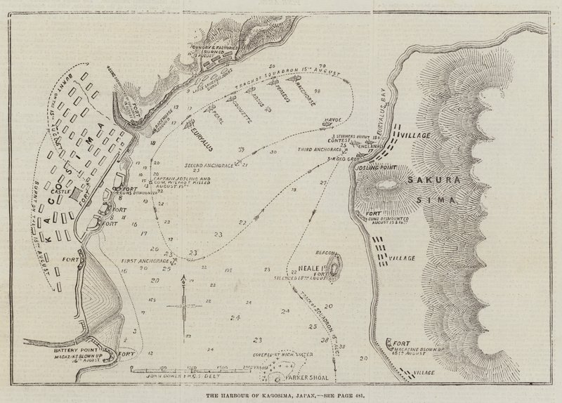 De haven van Kagosima, Japan door John Dower