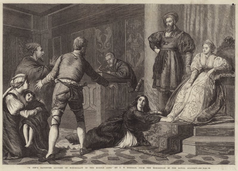 Een Joodse dochter beschuldigd van hekserij in de Middeleeuwen door John Evan Hodgson