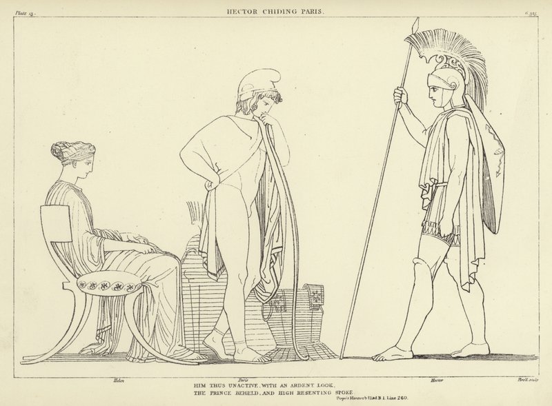 Hector berispt Paris door John Flaxman