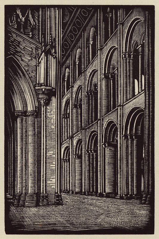 Kathedraal van Ely: Het schip in westelijke richting (houtsnede) door John Frederick Greenwood