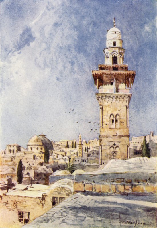 Een minaret in de noordwestelijke hoek van het Tempelgebied door John Fulleylove