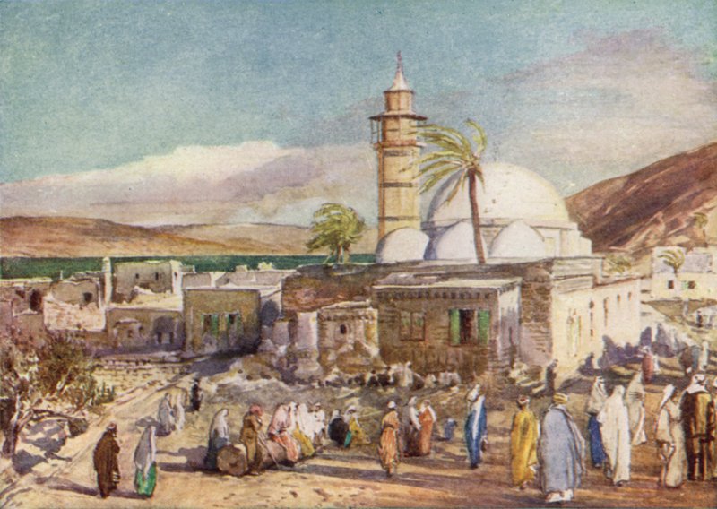 De moskee in Tiberias en het Meer van Galilea door John Fulleylove