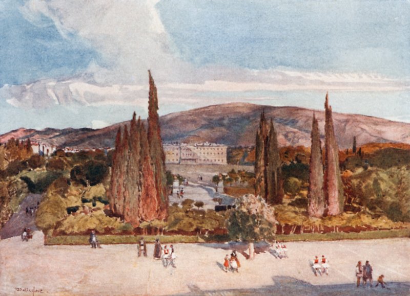 Het plein voor het koninklijk paleis in Athene door John Fulleylove