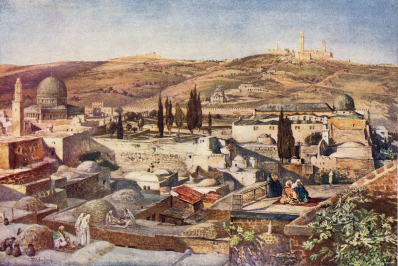 Het Tempelgebied en de Olijfberg, vanaf de Berg Zion door John Fulleylove