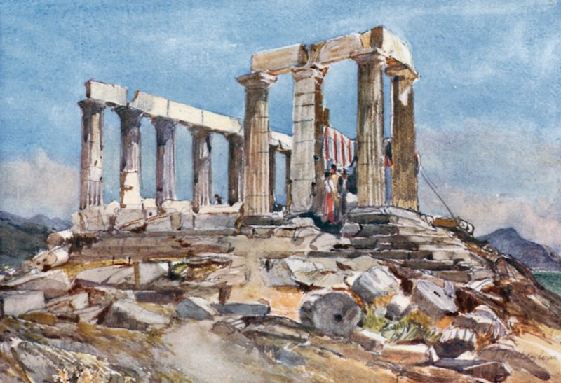 De Tempel van Athena in Sunium vanuit het noorden door John Fulleylove