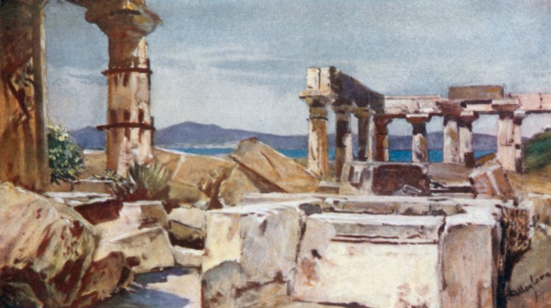De tempel van Athena op het eiland Aegina door John Fulleylove